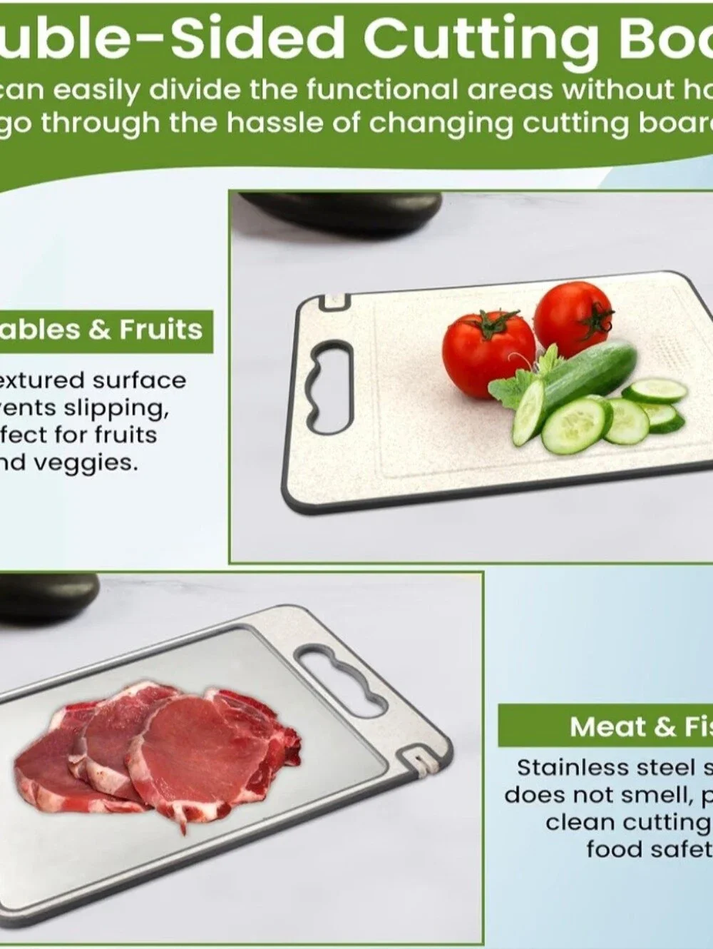 New Dual Sided Cutting Board With Knife Sharpener Stainless Steel